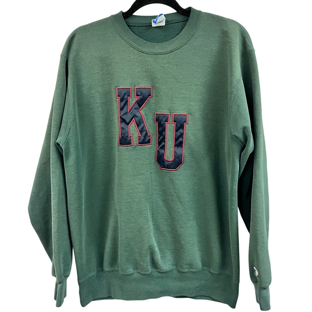 vintage XL Kansas University hunter green embroidered logo crew neck sweatshirt